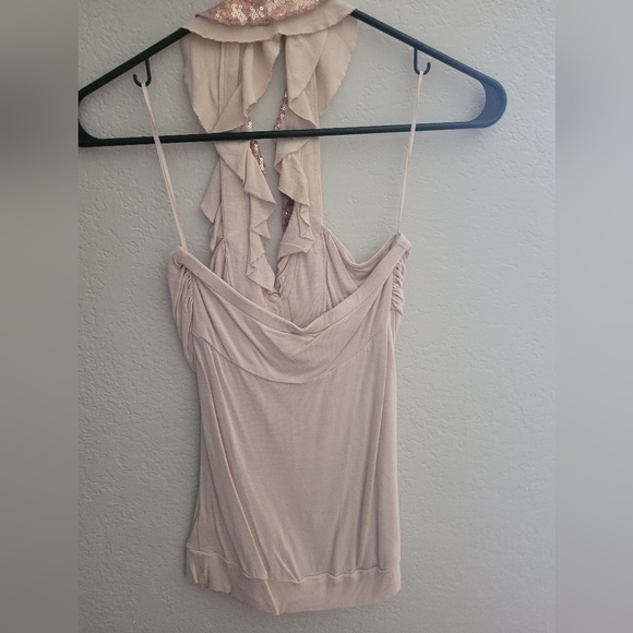 Cream Ruffle Halter Top - Picture 2 of 3
